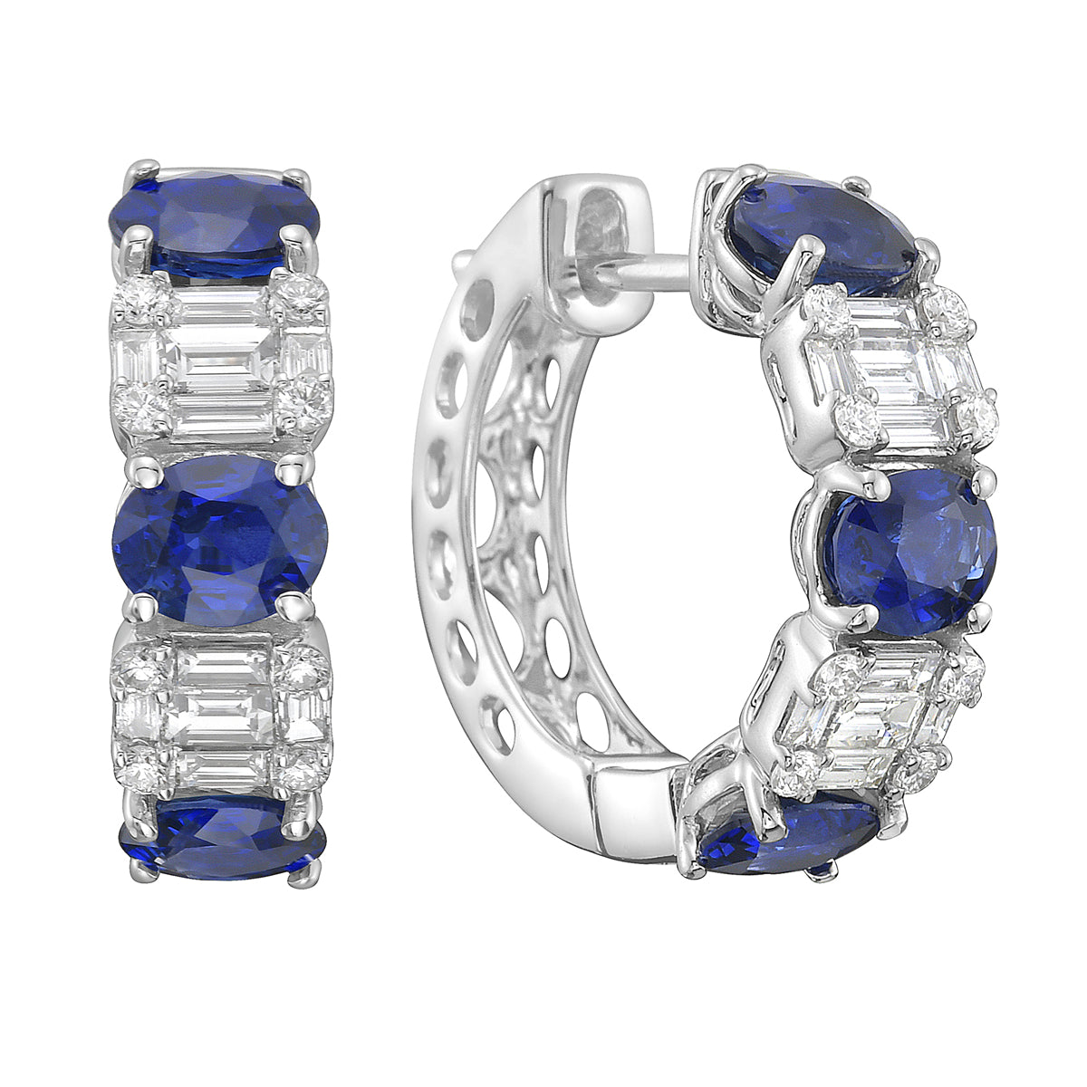 SE053872 - Earring 18KW/6.16G 6SAPP-2.78CT 16RD-0.15CT 20BD-0.53CT