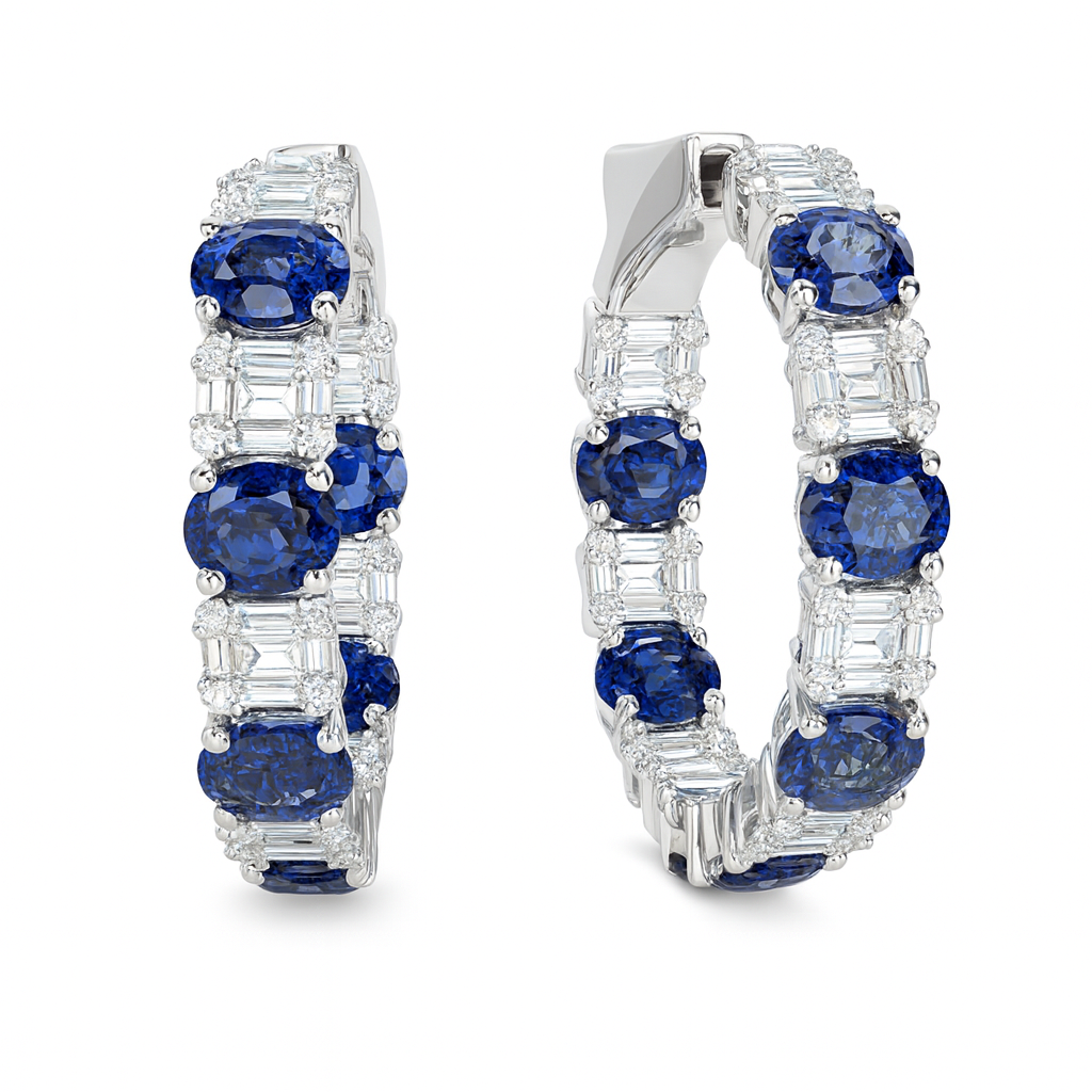 18K White Gold Blue Sapphire Earrings, 0.27ct