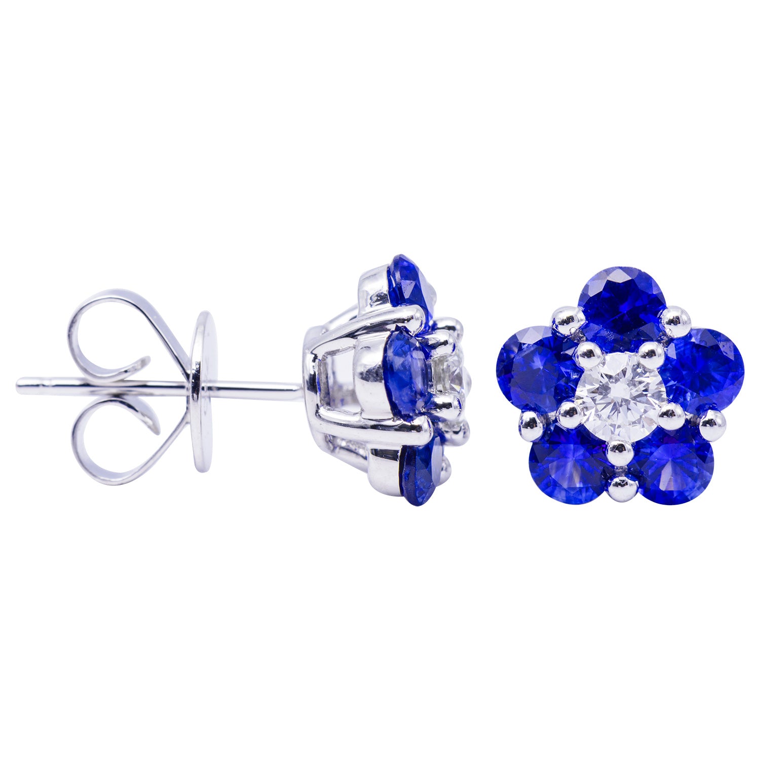 18KW Blue Sapphire Stud Earrings