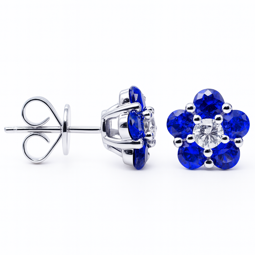 18K White Gold Blue Sapphire Earrings, 1.5ct