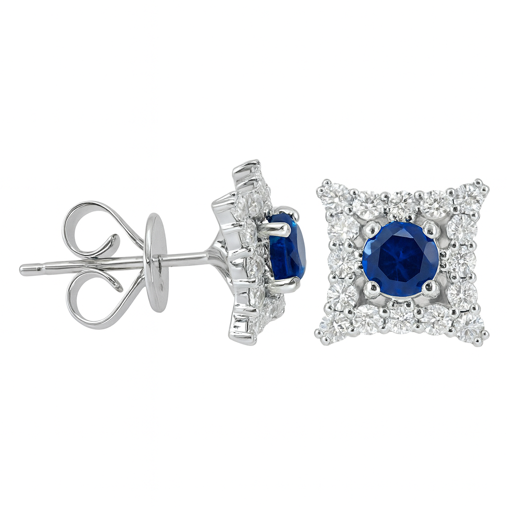18K White Gold Blue Sapphire Earrings, 0.67ct