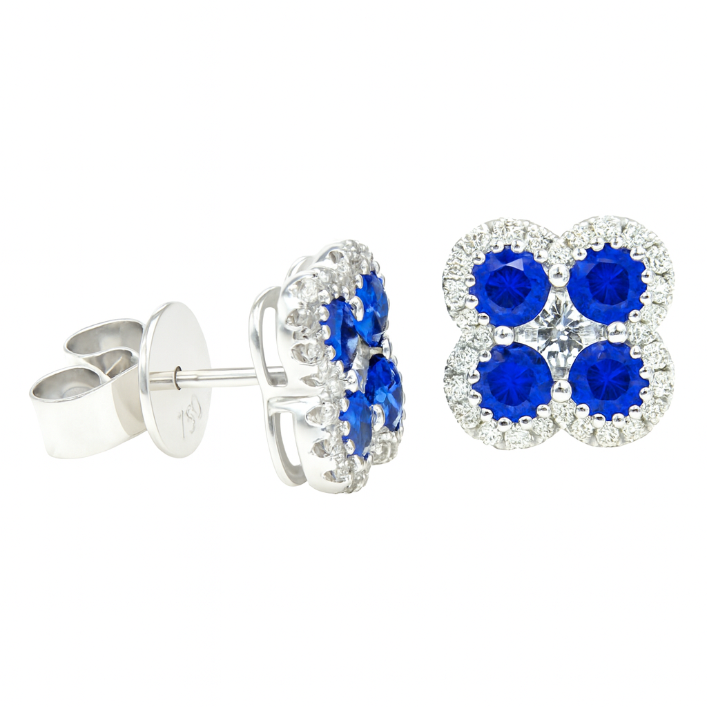 18K White Gold Blue Sapphire Earrings, 0.86ct