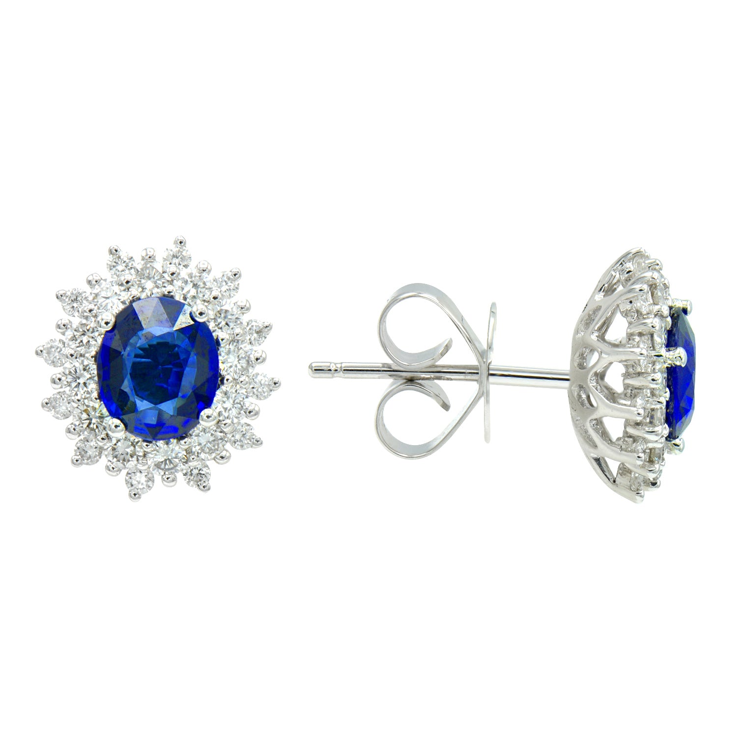 18KW Blue Sapphire Stud Earrings