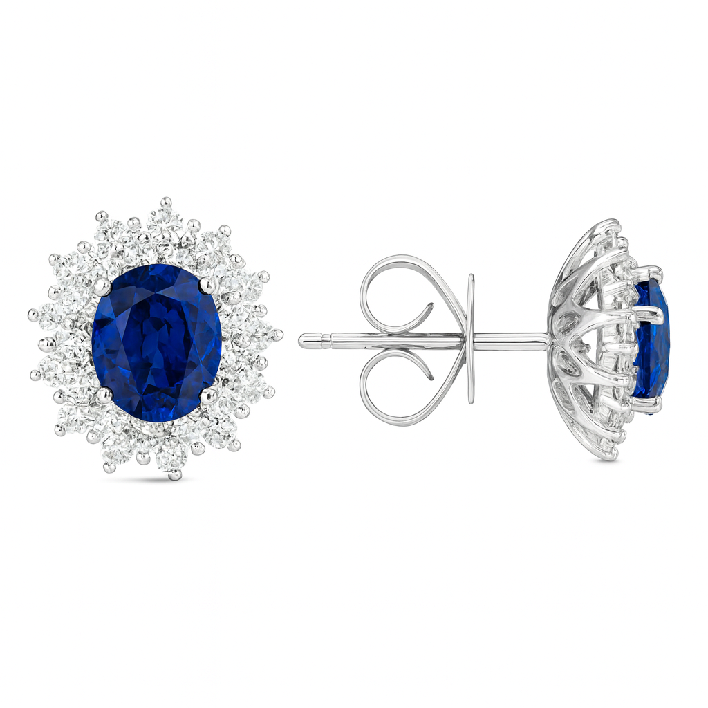 18K White Gold Blue Sapphire Earrings, 1.37ct