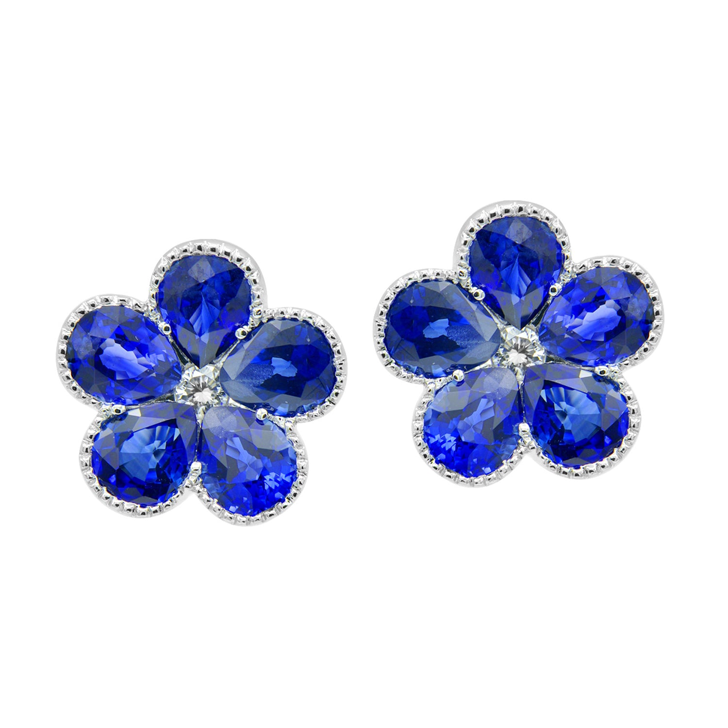 18KW Blue Sapphire Stud Earrings