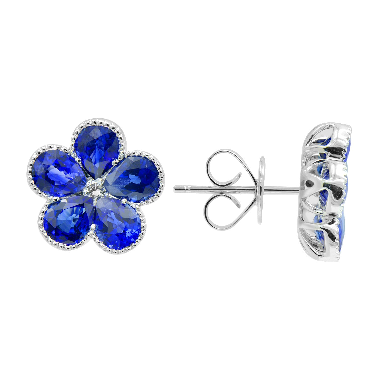 18KW Blue Sapphire Stud Earrings