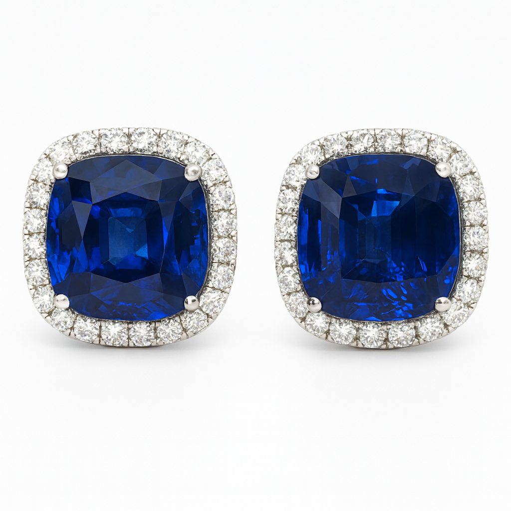 18KW Blue Sapphire Earrings