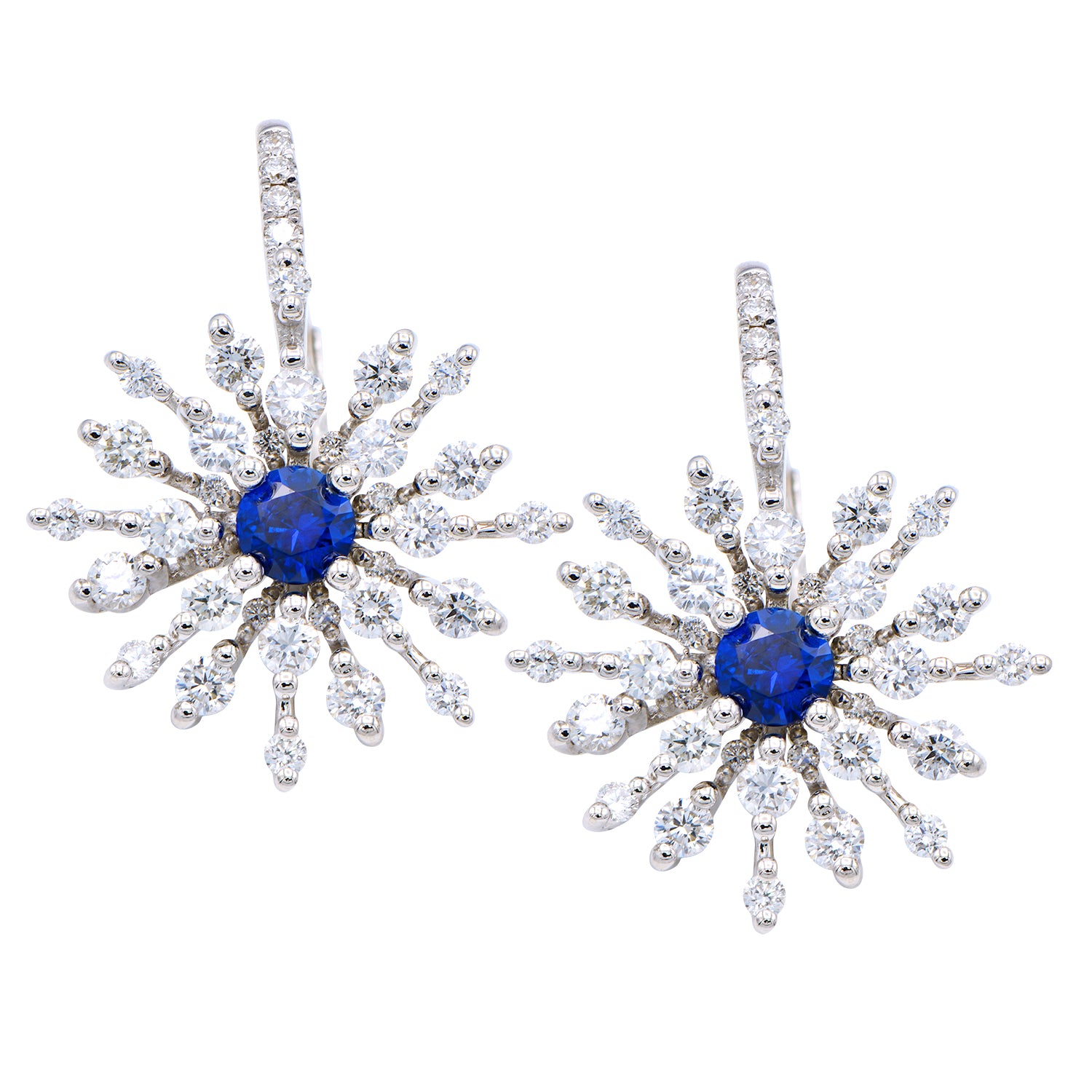 18KW Blue Sapphire Huggie Earrings