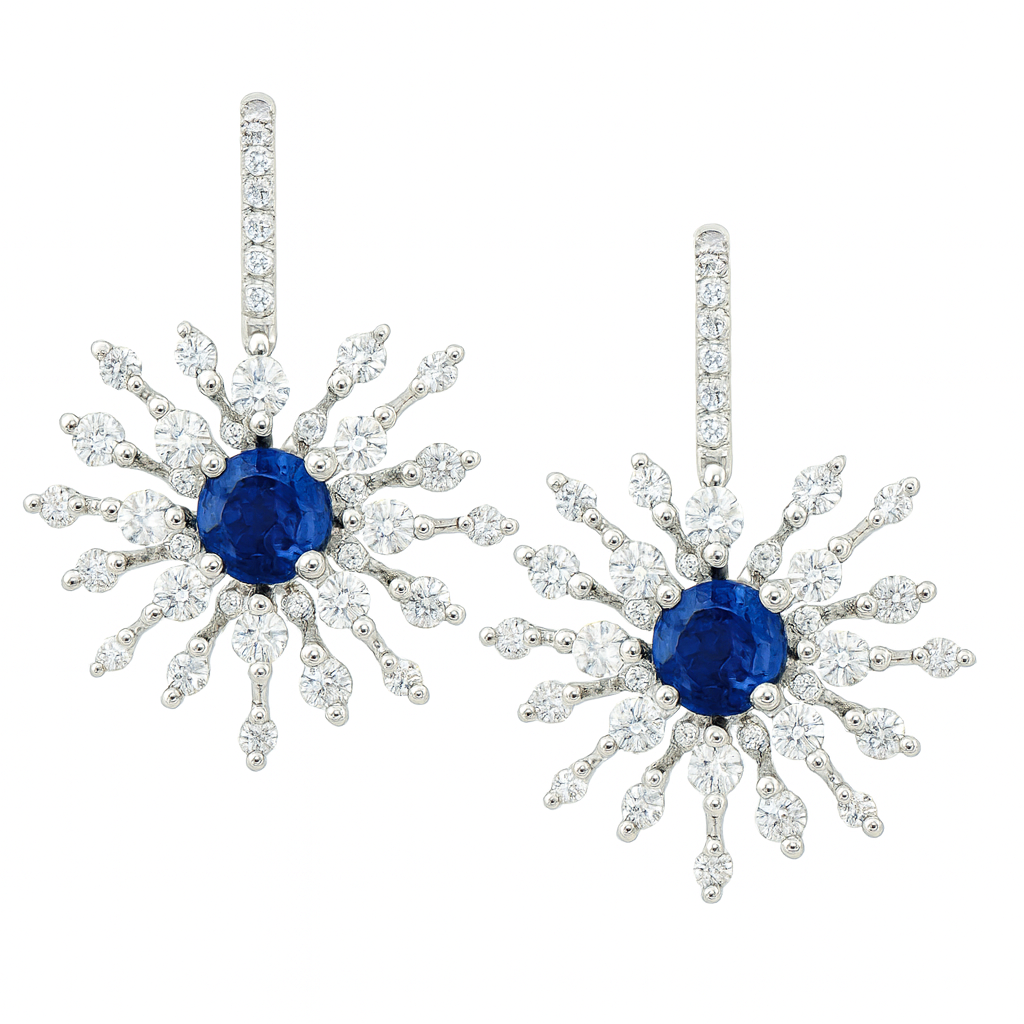18K White Gold Blue Sapphire Earrings, 0.51ct