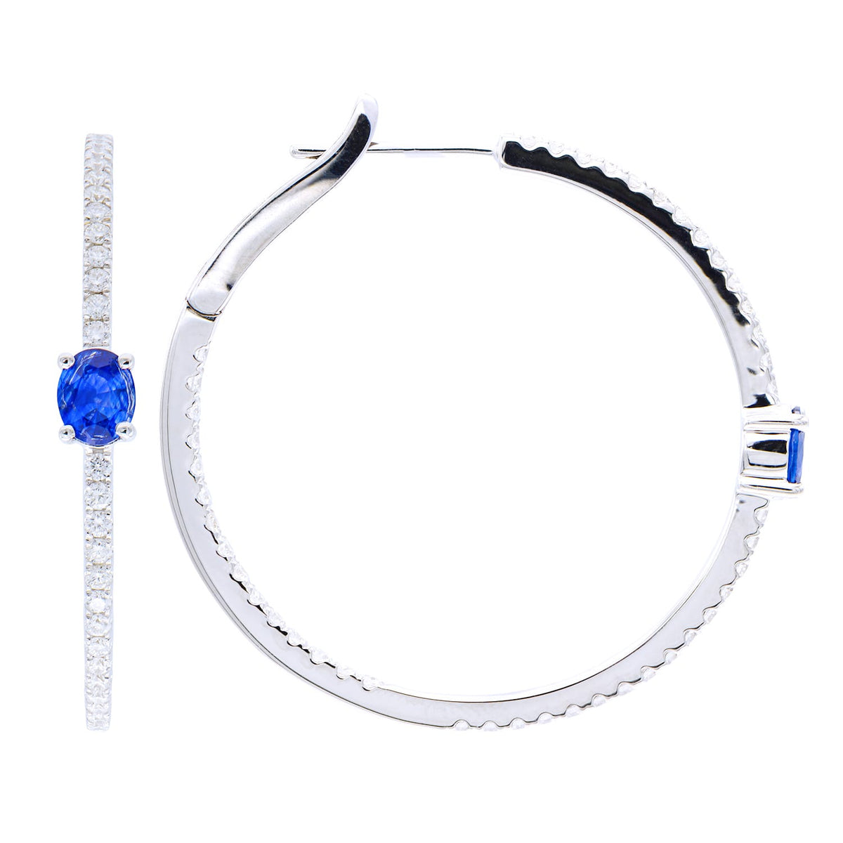 18K White Gold Blue Sapphire Earrings, 0.71ct