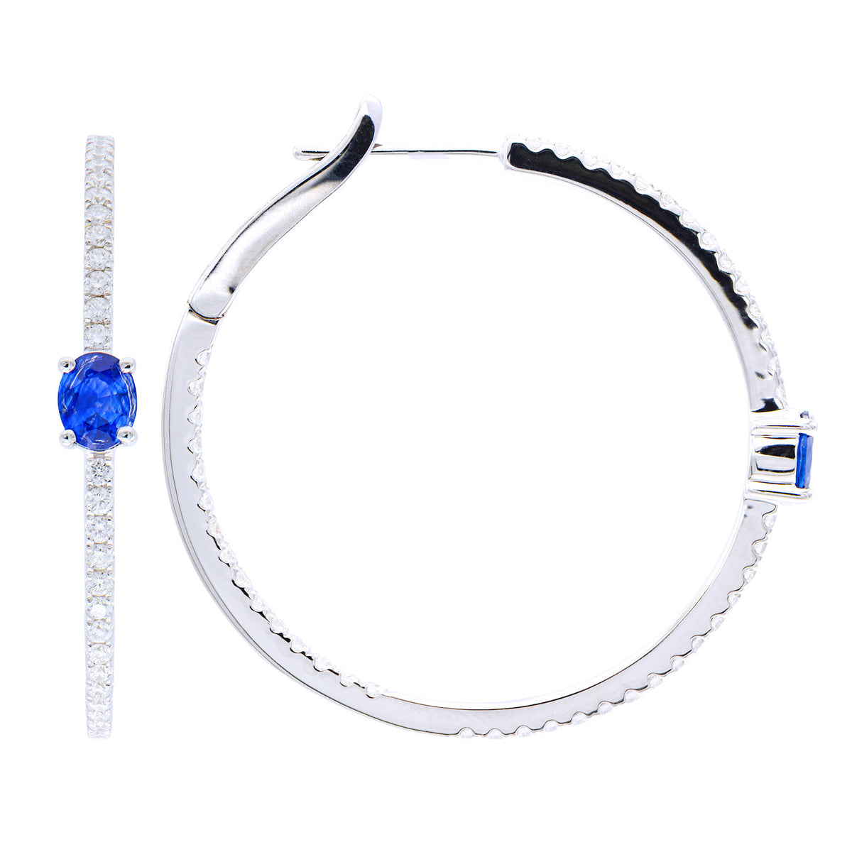 18K White Gold Blue Sapphire Earrings, 0.71ct