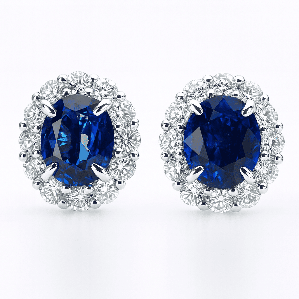 18K White Gold Blue Sapphire Earrings, 1.6ct