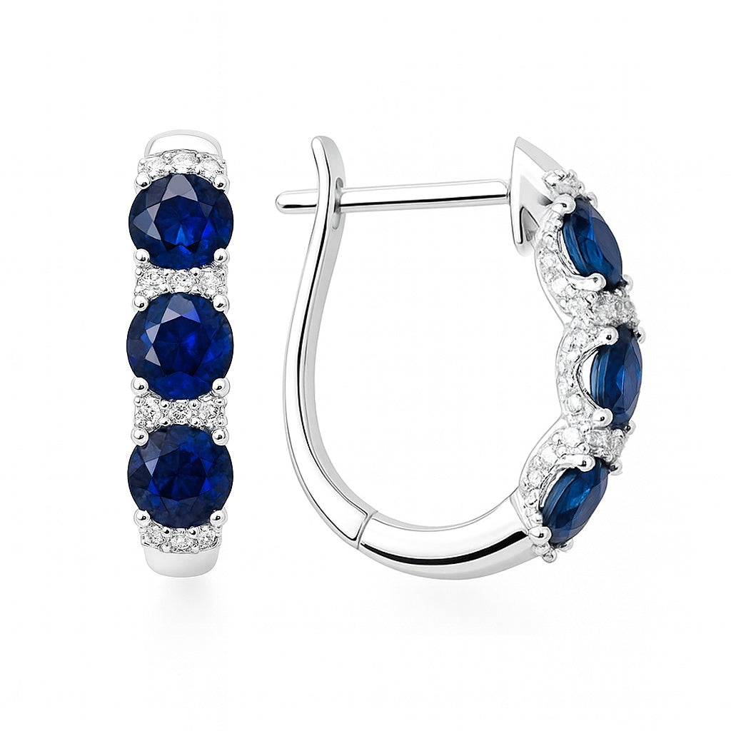 SE055382 - Earrings 18KW/4.2G 6SAPP-1.26CT 88RD-0.35CT