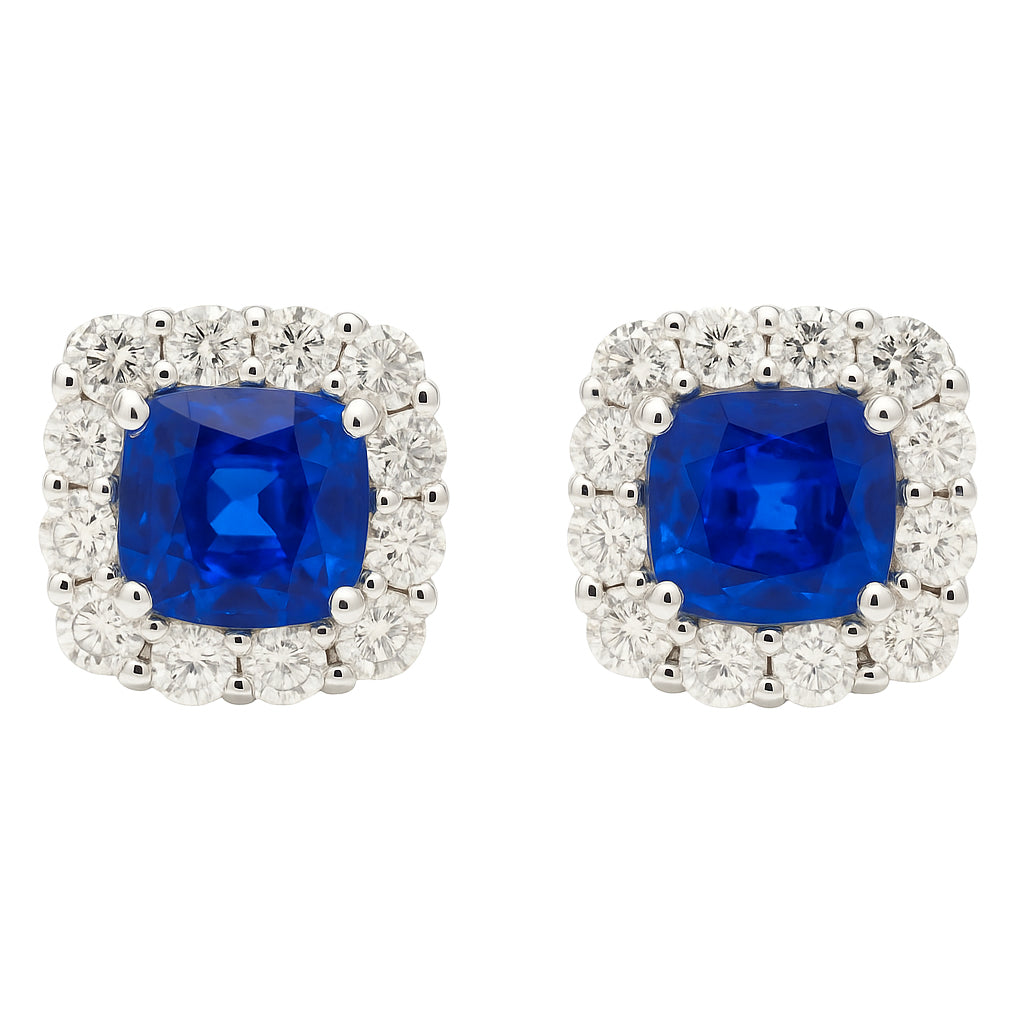18K White Gold Blue Sapphire Earrings, 2.32ct