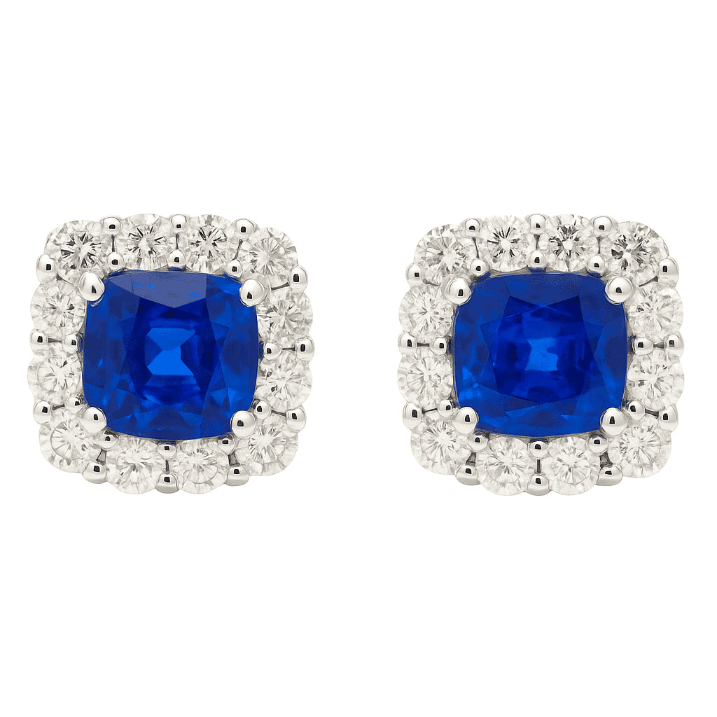 18K White Gold Blue Sapphire Earrings, 2.32ct