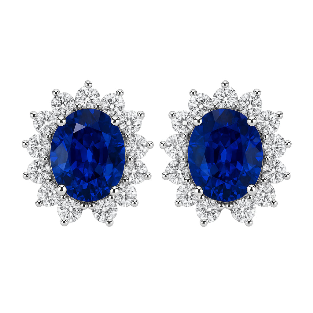 Handmade 18K White Gold Blue Sapphire Earrings, 2.47ct