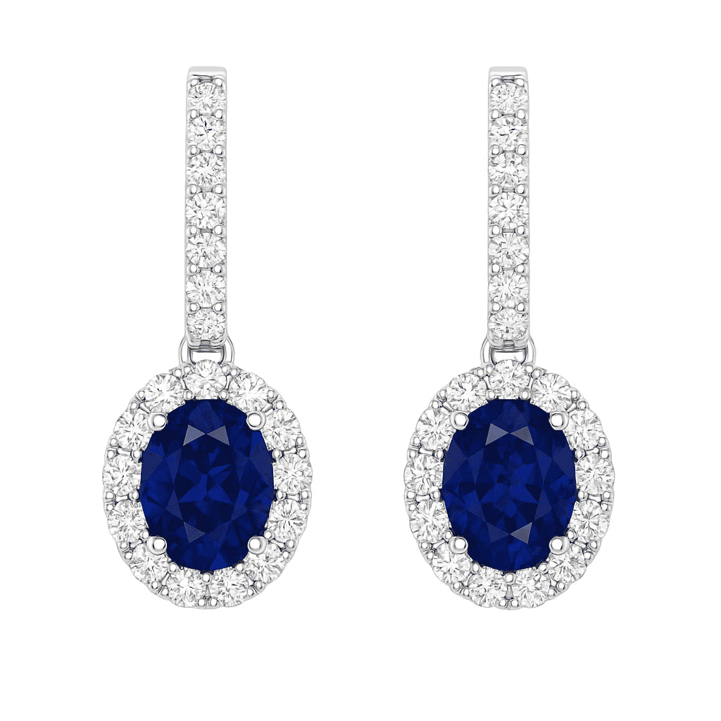 Handmade 18K White Gold Blue Sapphire Earrings, 2.13ct