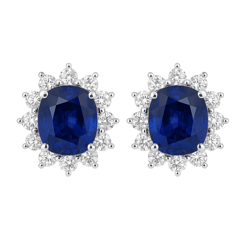 Handmade 18K White Gold Blue Sapphire Earrings, 2.26ct