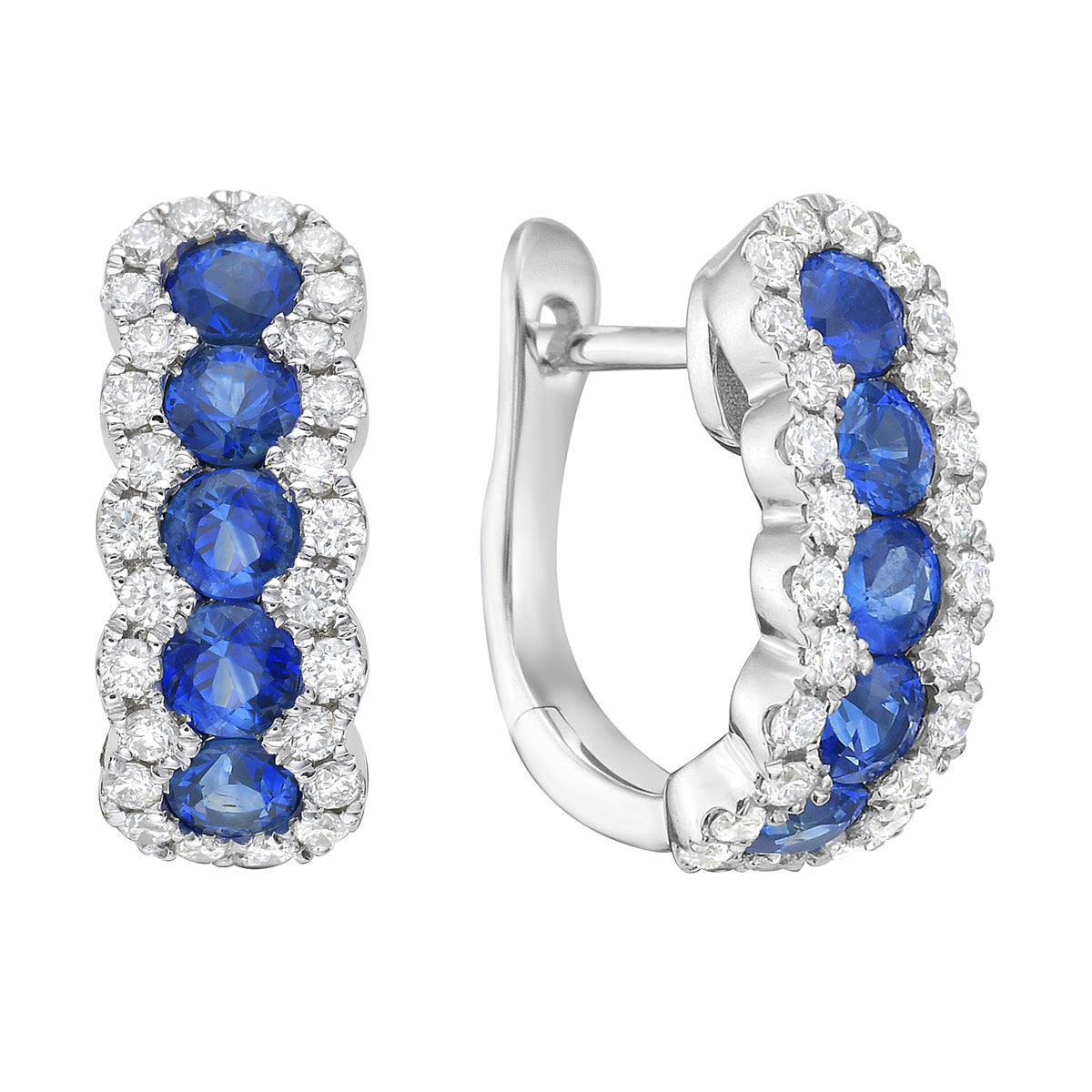 18K White Gold Blue Sapphire Earrings, 1.12ct