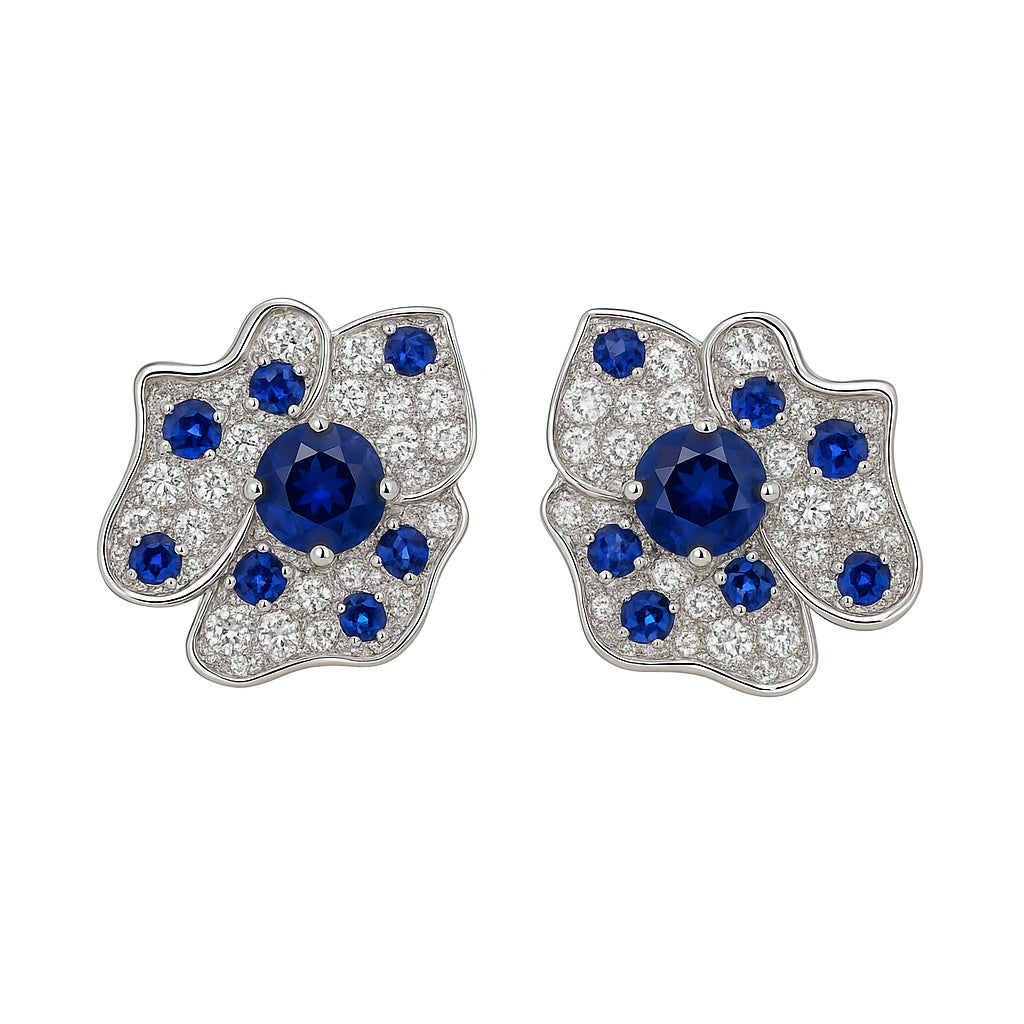 18K White Gold Blue Sapphire Earrings, 0.87ct
