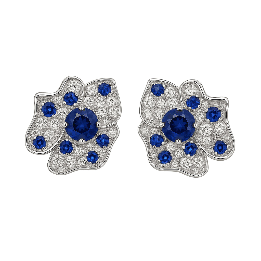 18K White Gold Blue Sapphire Earrings, 0.87ct