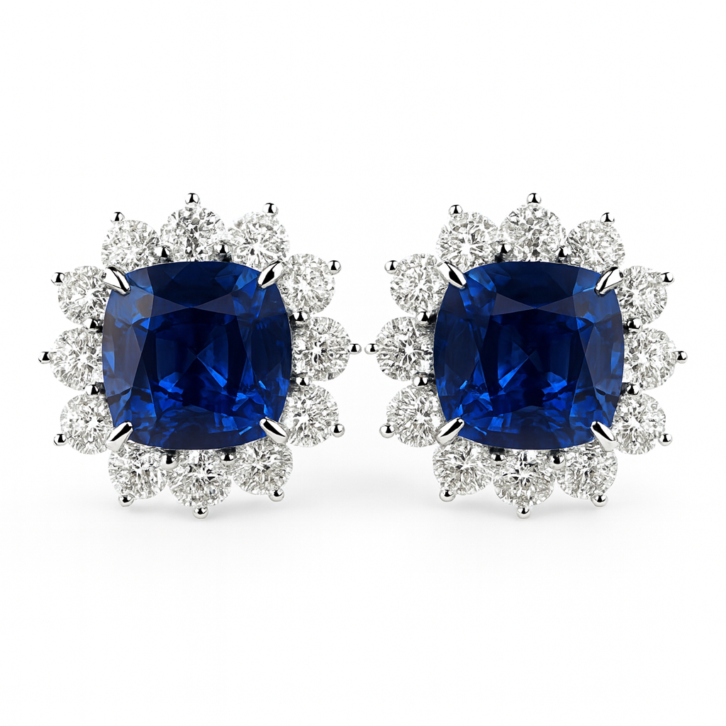 SE056496 - Earrings 18KW/5.2G 2SAPP-6.81CT 24RD-2.63CT