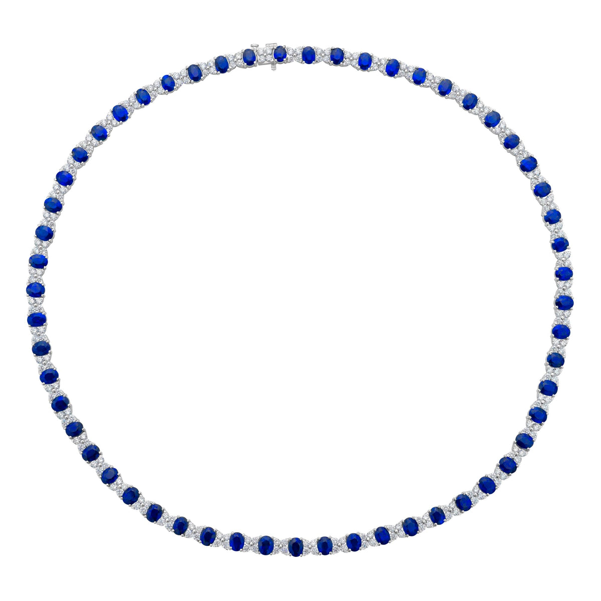 Handmade 18K White Gold Blue Sapphire Necklace, 24.77ct