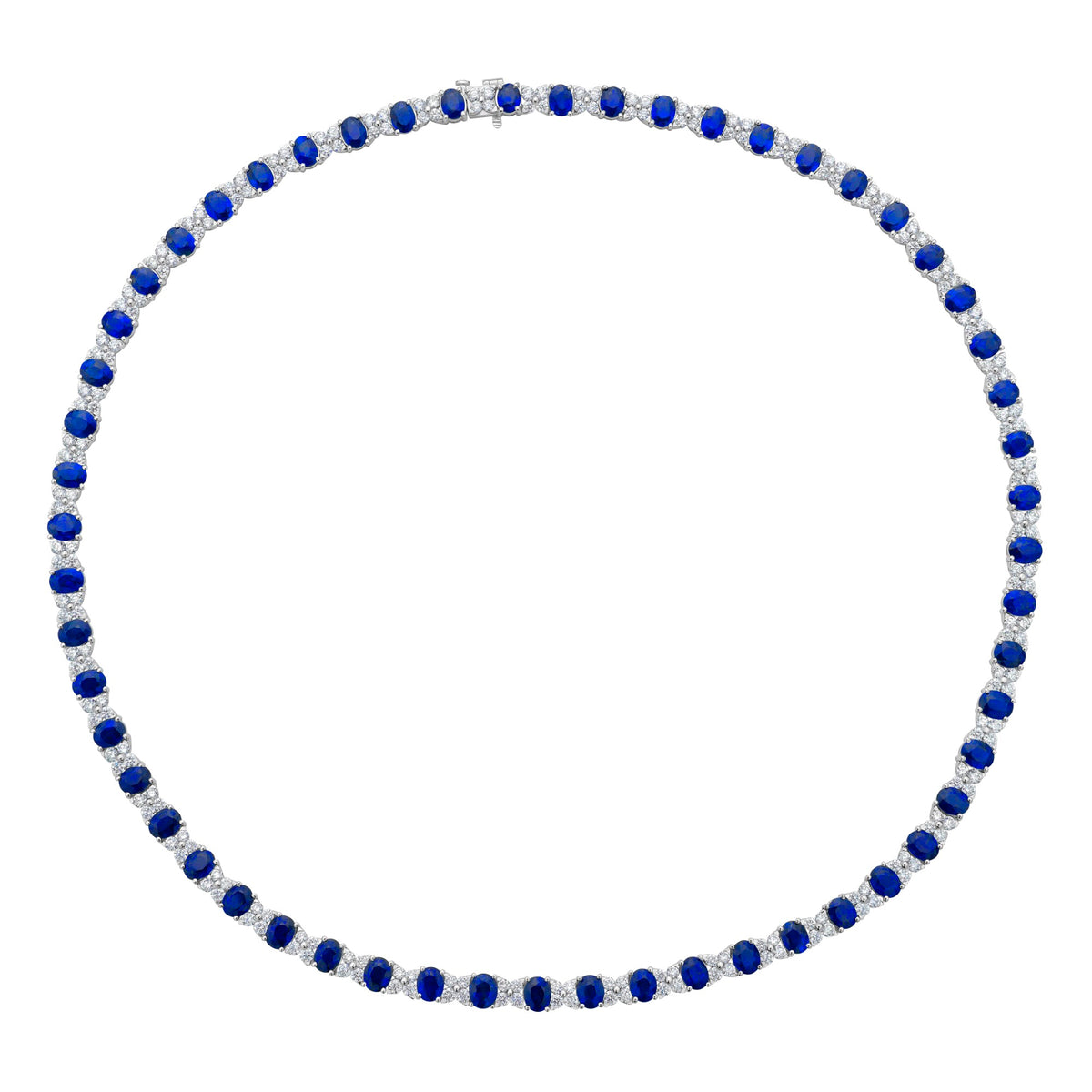 Handmade 18K White Gold Blue Sapphire Necklace, 24.77ct