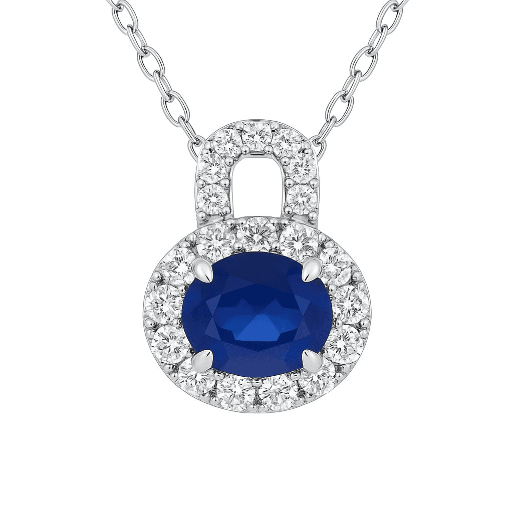 Handmade 18K White Gold Blue Sapphire Pendant, 1.16ct