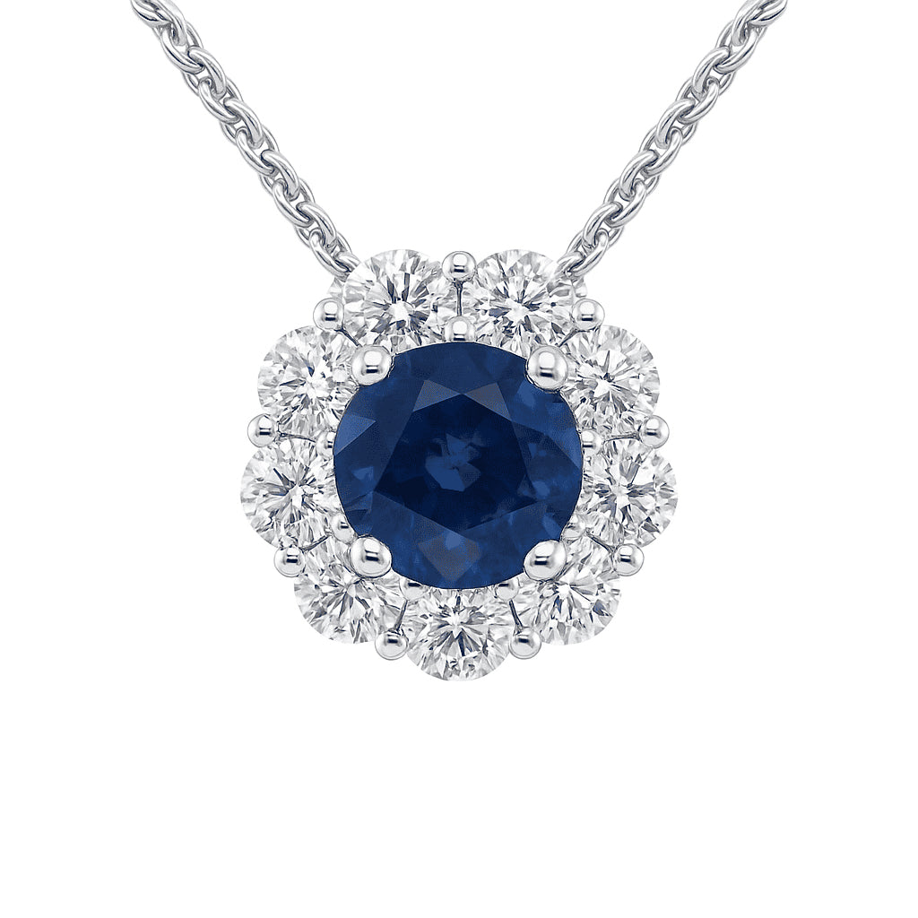 18K White Gold Blue Sapphire Pendant, 0.94ct