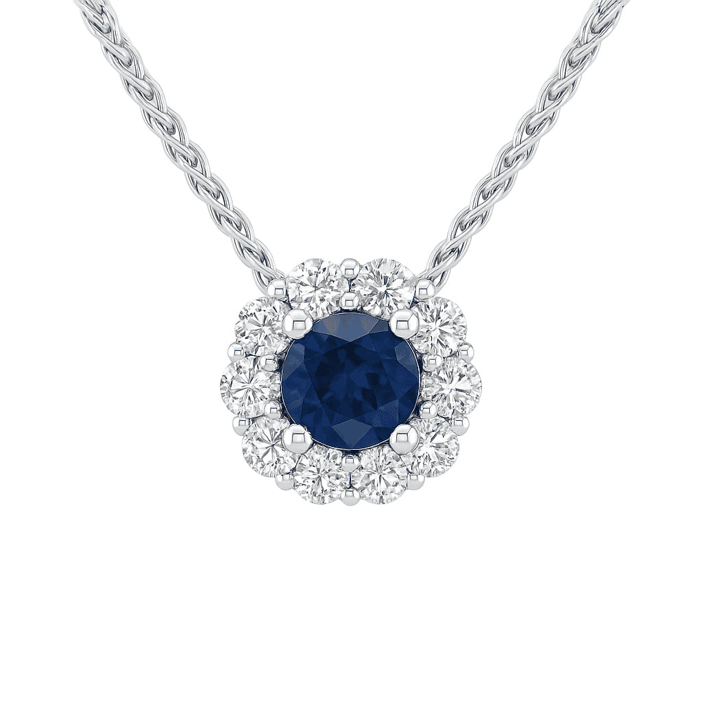 18K White Gold Blue Sapphire Pendant, 0.47ct