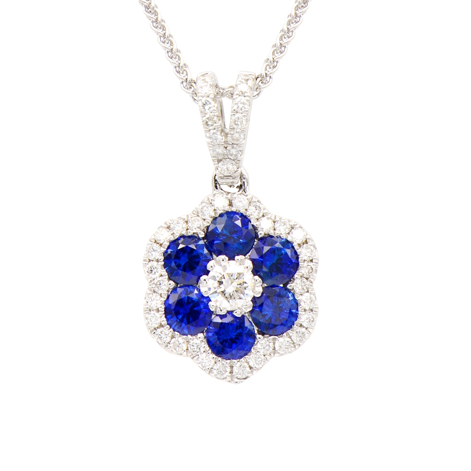 18KW Blue Sapphire Pendant