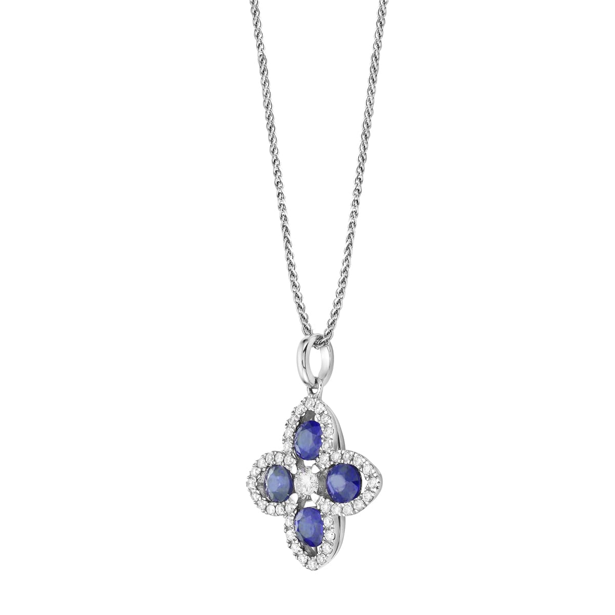 18K White Gold Blue Sapphire Pendant, 0.85ct
