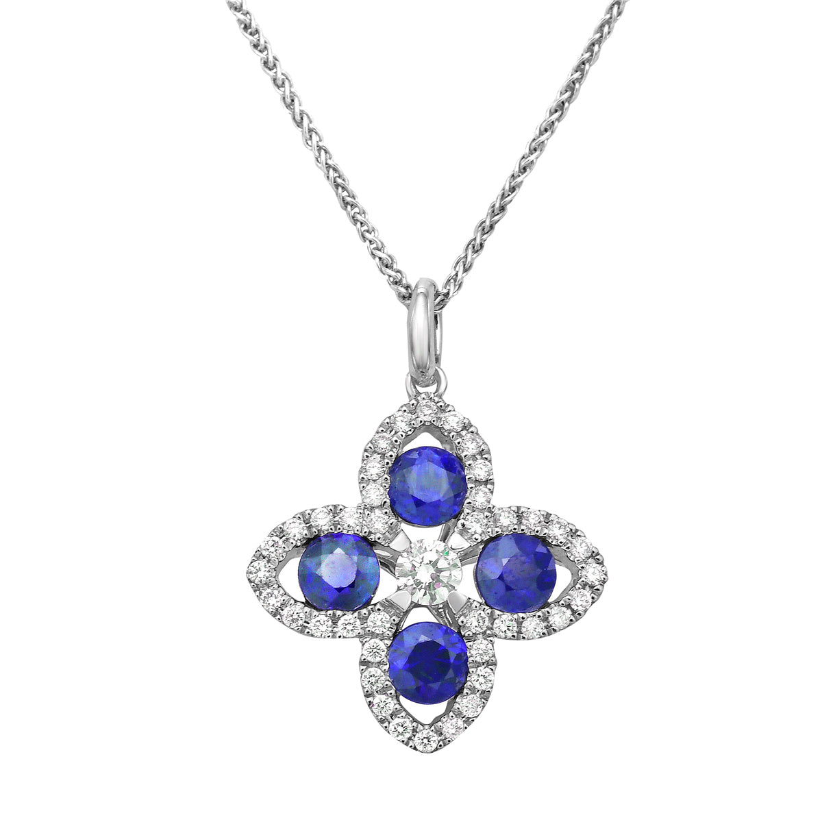 SP053858 - Pendant 18KW/1.6G 4SAPP-0.85CT 41RD-0.24CT W/CHAIN