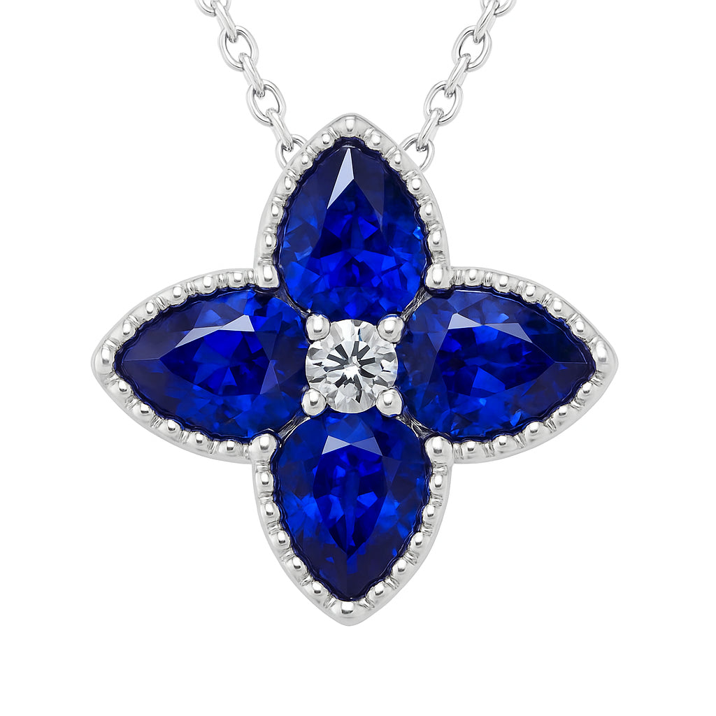 18K White Gold Blue Sapphire Pendant, 1.52ct