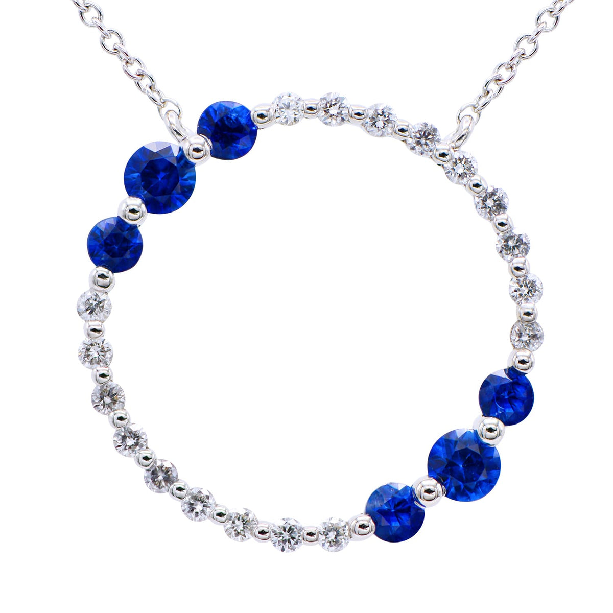 18K White Gold Blue Sapphire Pendant, 0.4ct