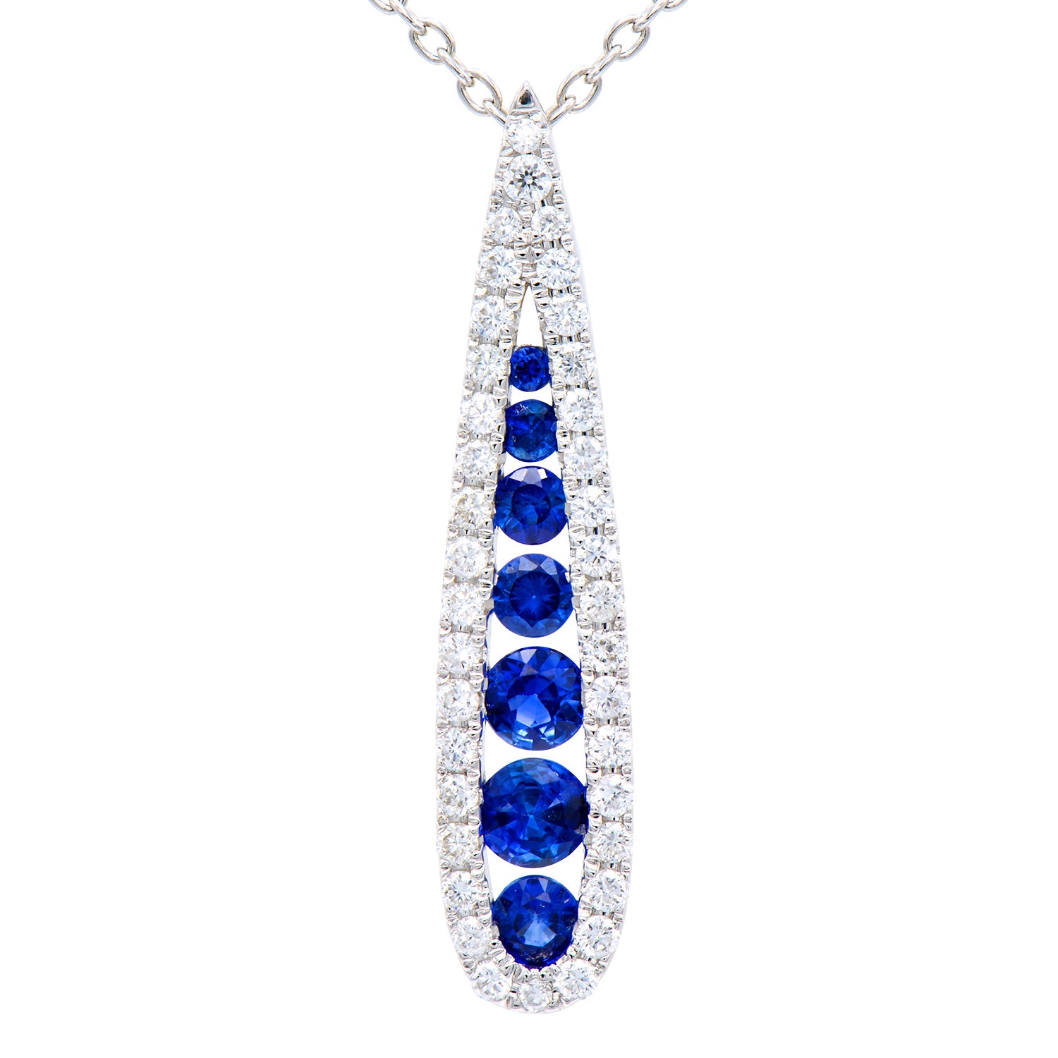 18K White Gold Blue Sapphire Pendant, 0.52ct