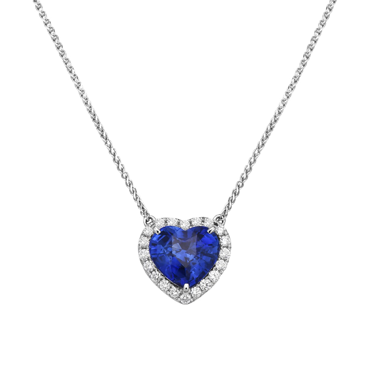 Handmade 18K White Gold Blue Sapphire Pendant, 3.58ct