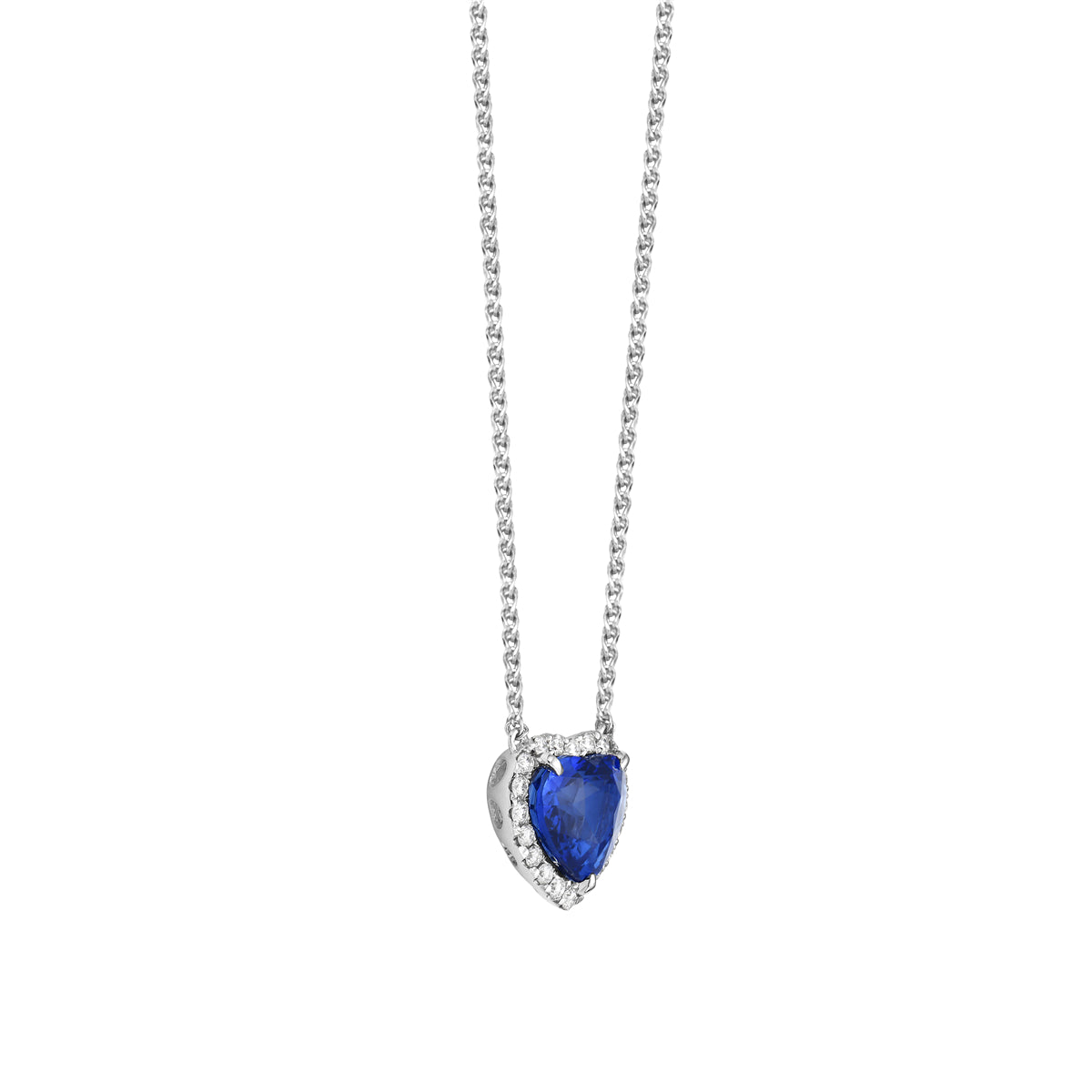 Handmade 18K White Gold Blue Sapphire Pendant, 3.58ct