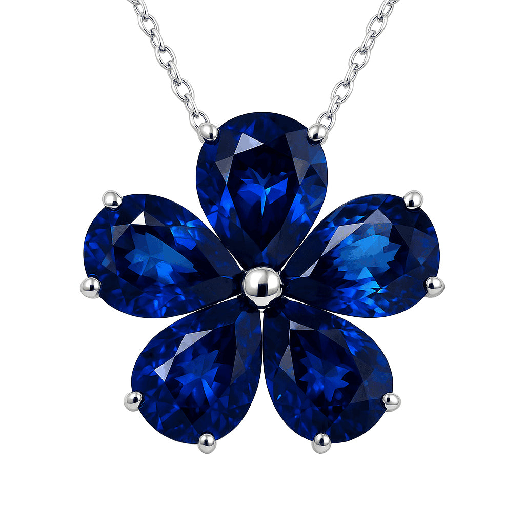 Handmade 18K White Gold Blue Sapphire Pendant, 4.77ct