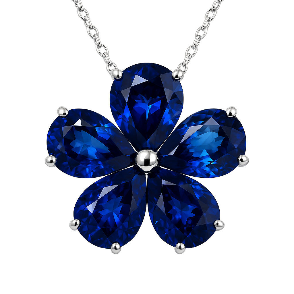 Handmade 18K White Gold Blue Sapphire Pendant, 4.77ct