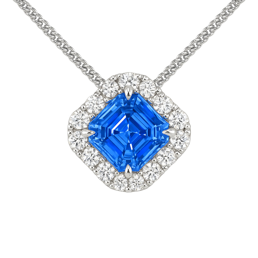 18K White Gold Blue Sapphire Necklace, 2.01ct