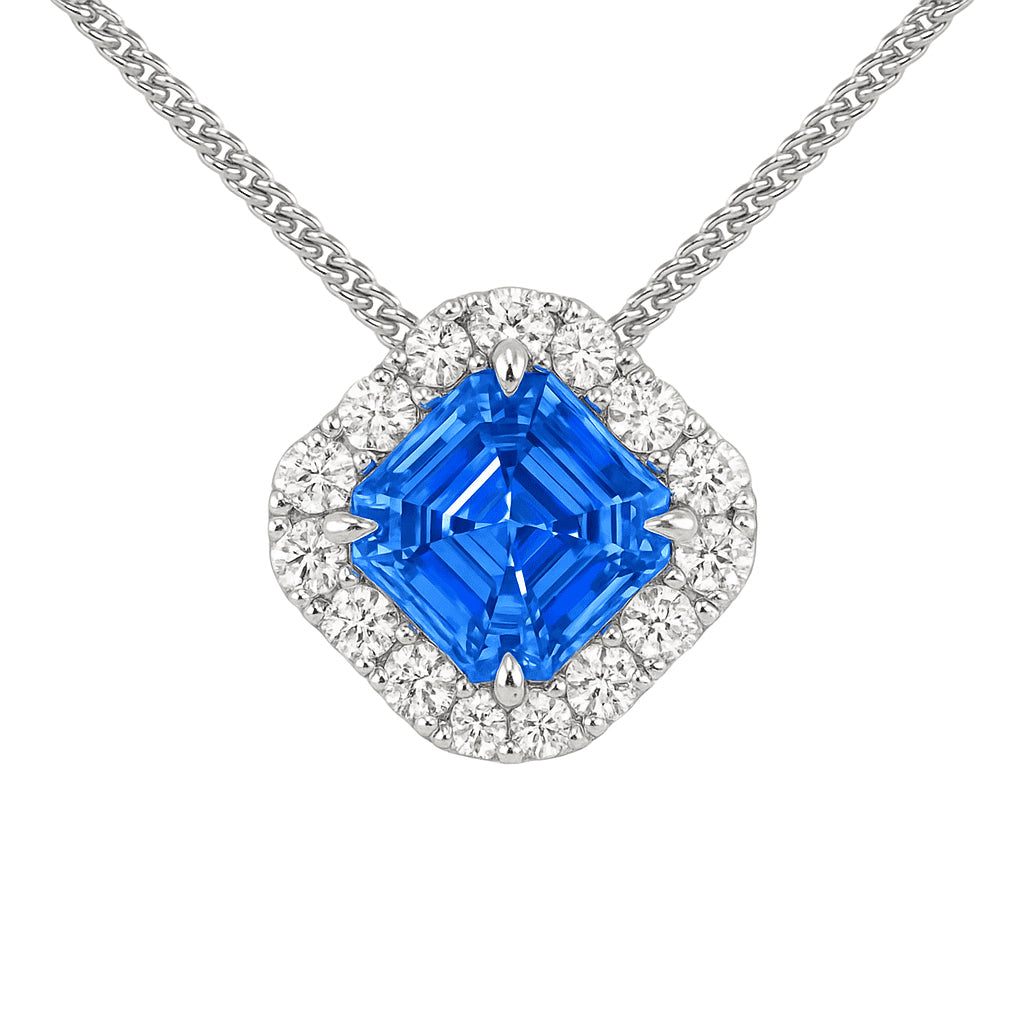 18K White Gold Blue Sapphire Necklace, 2.01ct