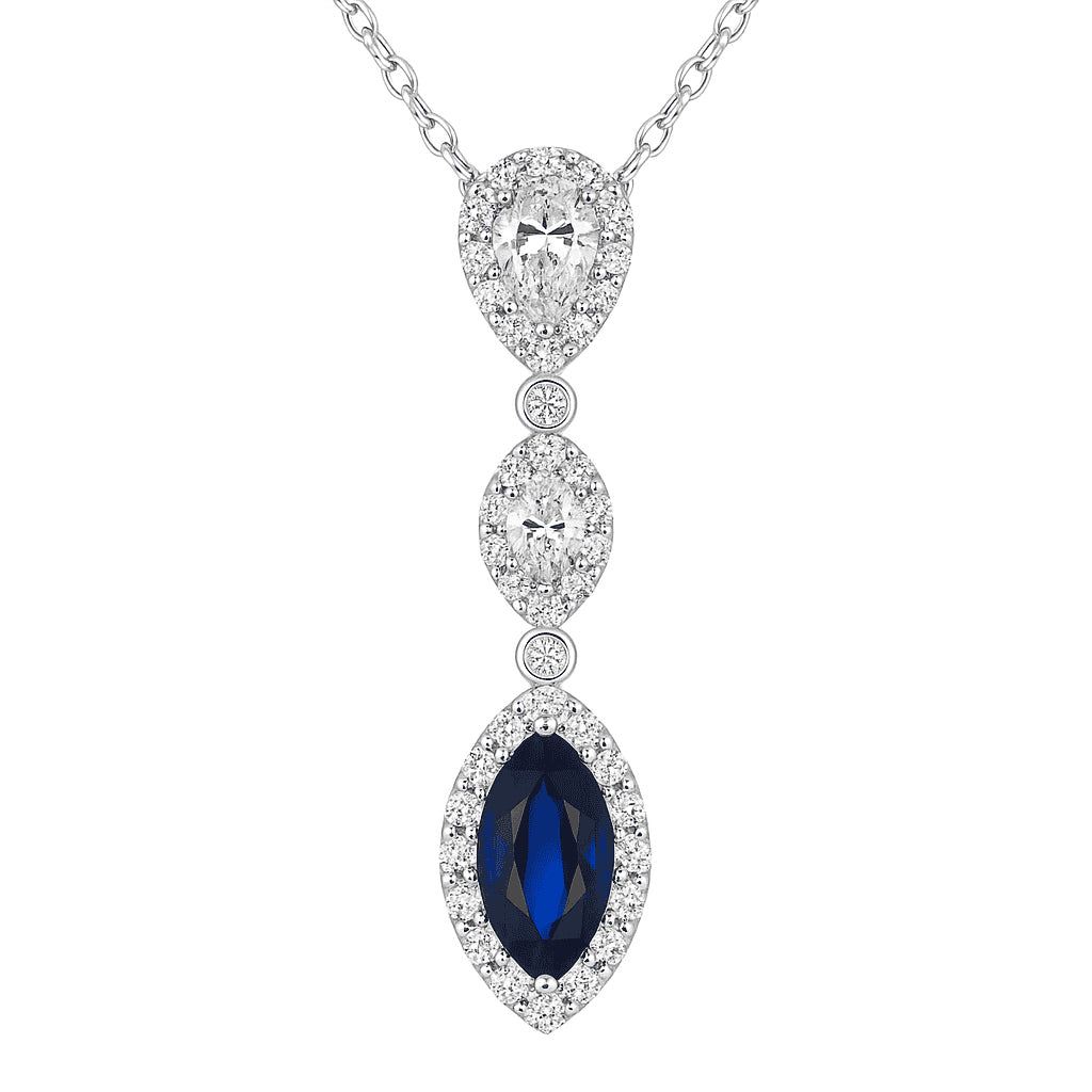 Handmade 18K White Gold Blue Sapphire Pendant, 1.33ct