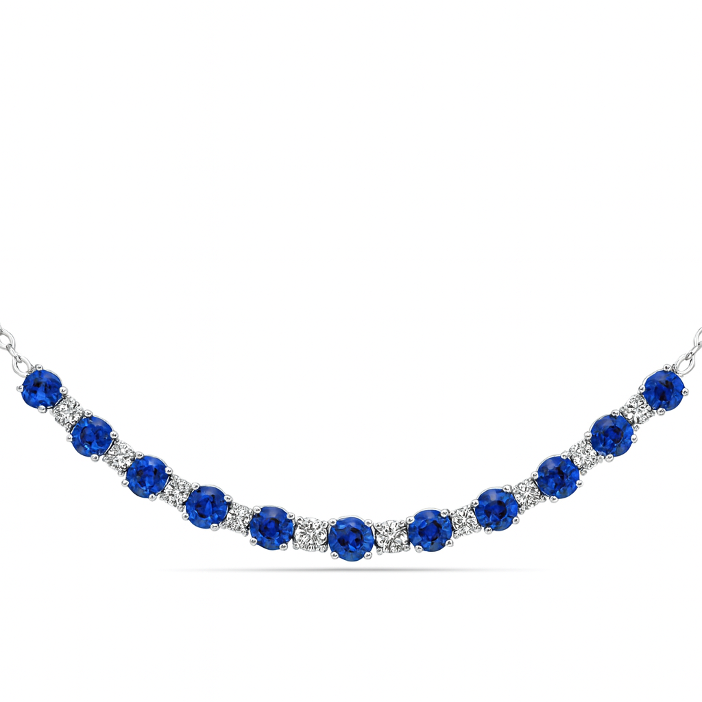 SP055849 - Necklace 18KW/4.7G 39RD-0.46CT 39SAPP-3.4CT