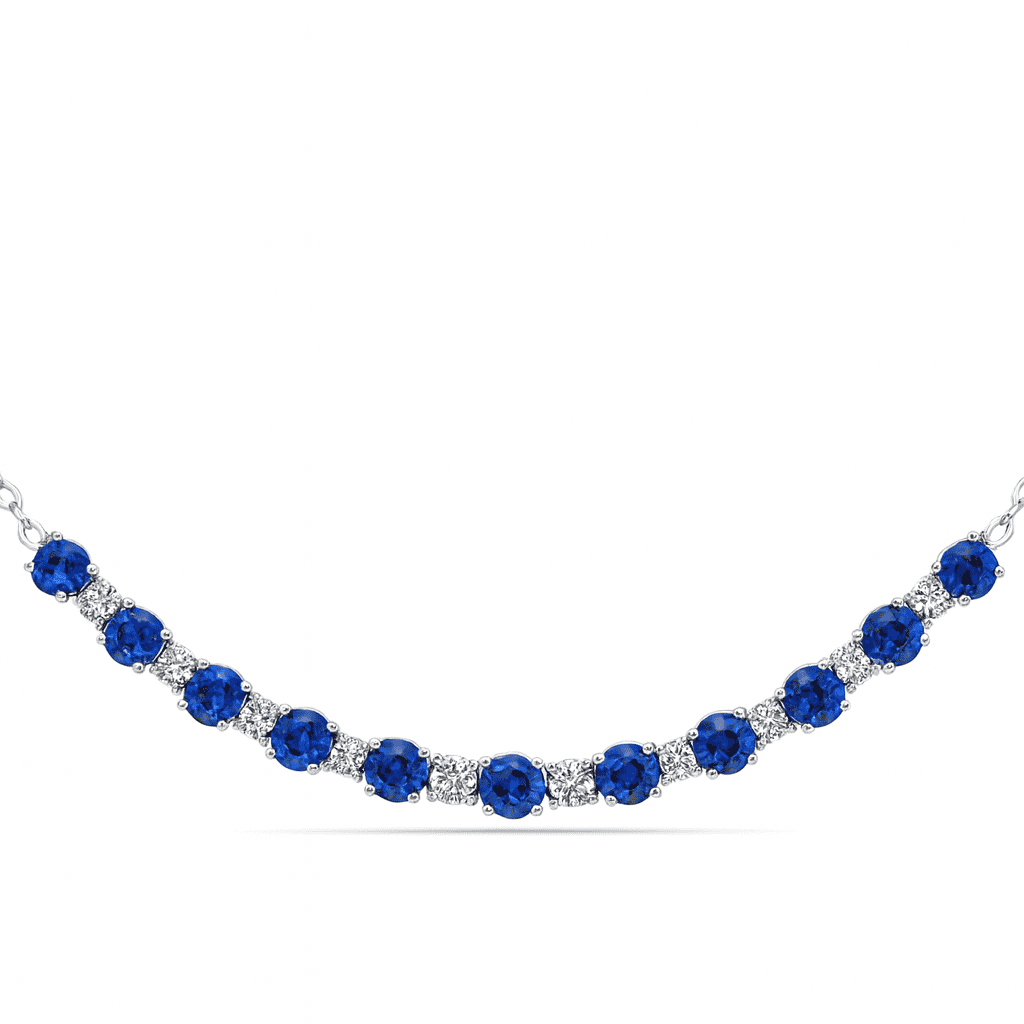 18K White Gold Blue Sapphire Pendant, 3.4ct