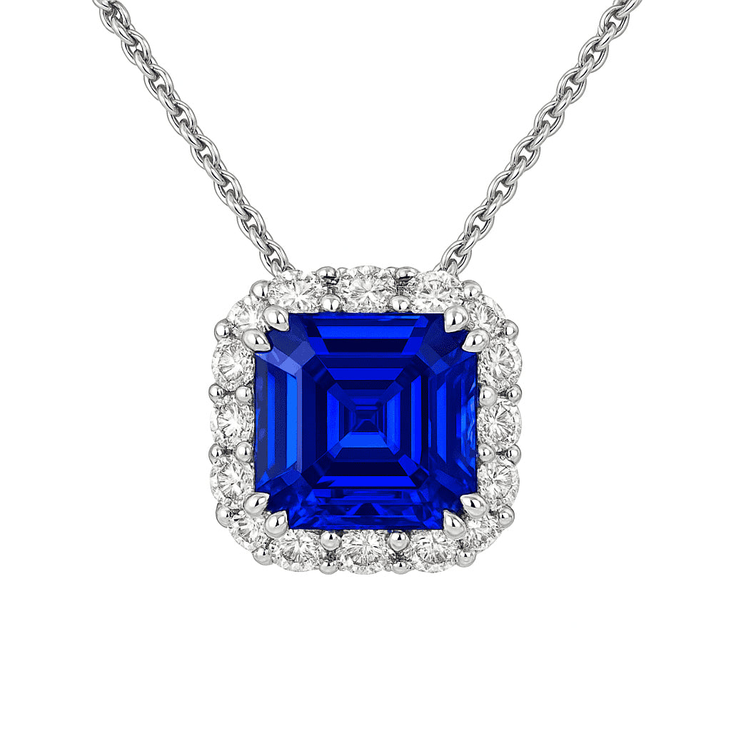 18K White Gold Blue Sapphire Pendant, 1.19ct