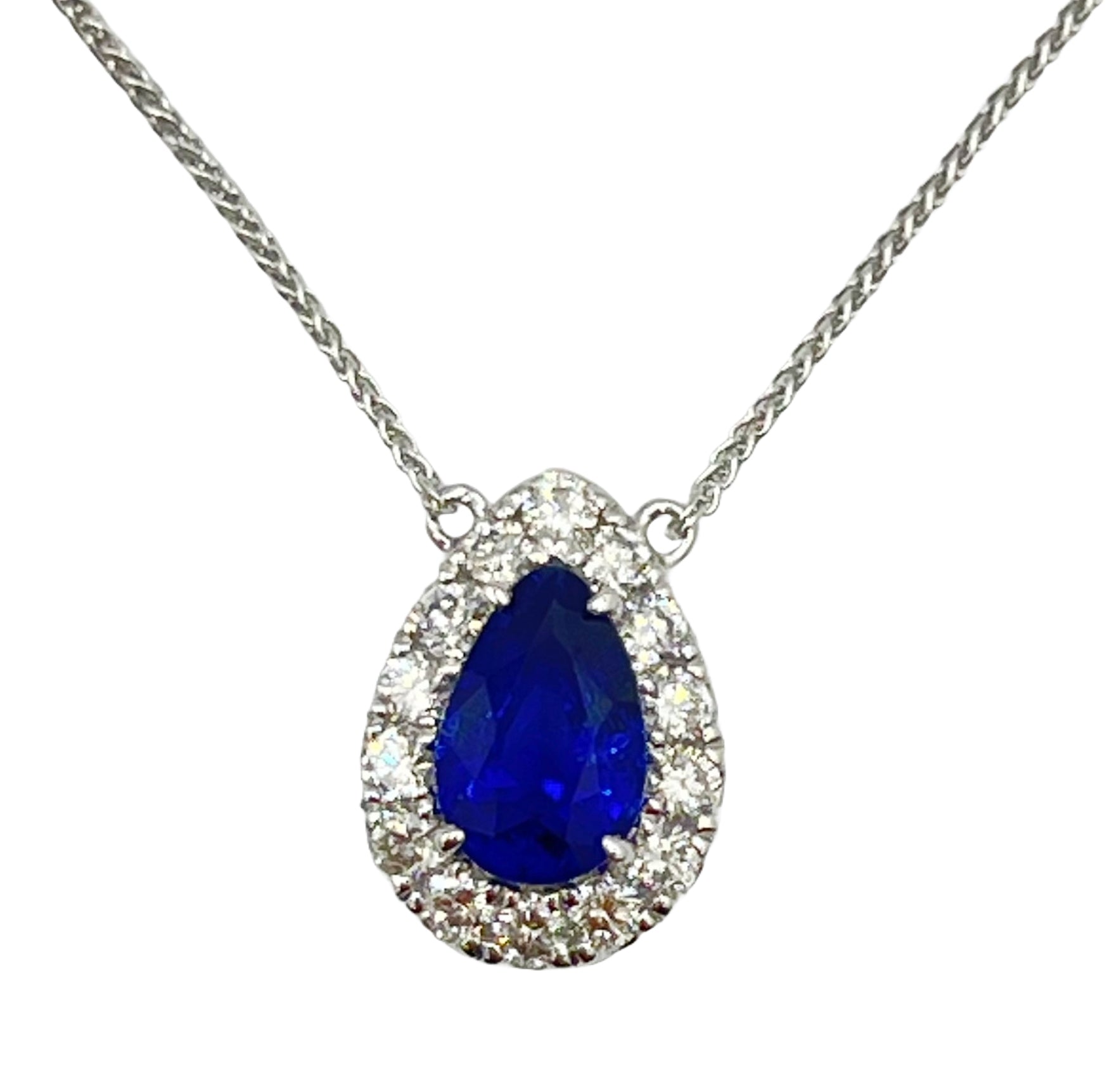 Necklace 18KW/1.2G 1SAPP-1.28CT 14RD-0.39CT
