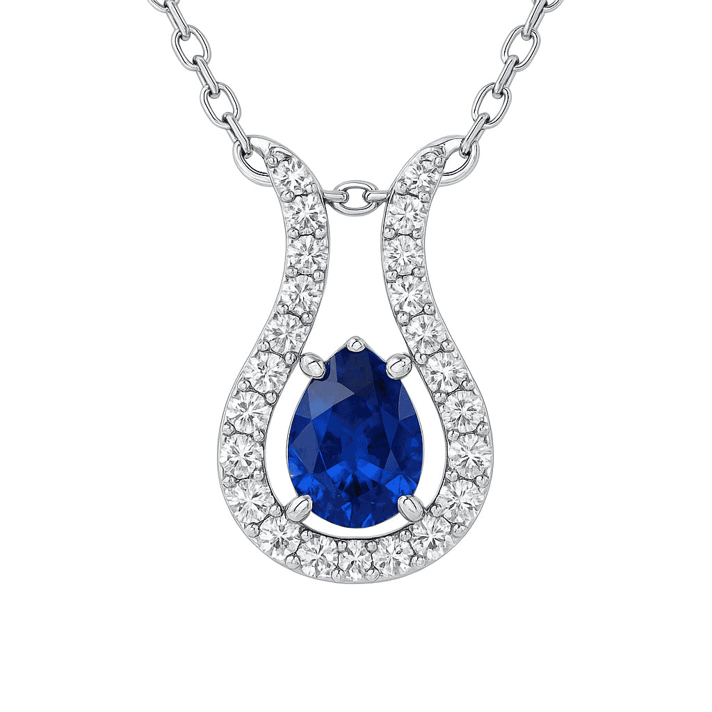 Handmade 18K White Gold Blue Sapphire Pendant, 0.91ct