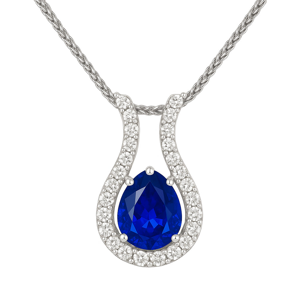 Handmade 18K White Gold Blue Sapphire Pendant, 1.22ct